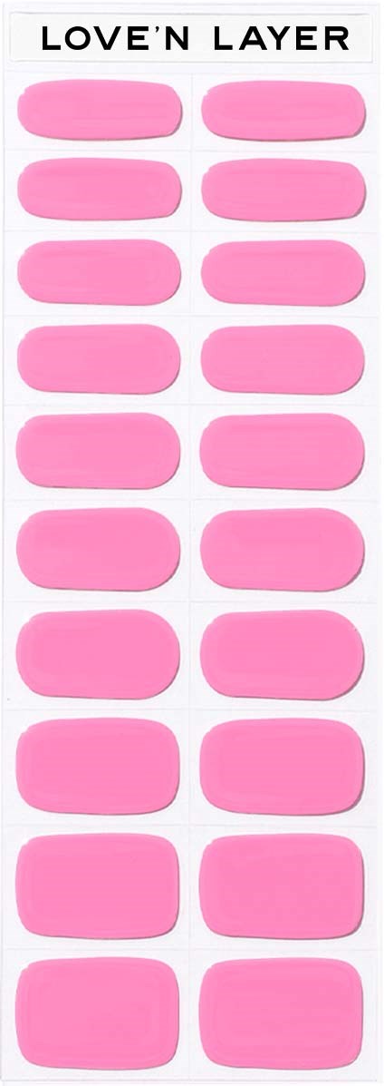 A sheet of pink oval-shaped stickers labeled "LOVE'N LAYER" at the top. The stickers are arranged in two columns.