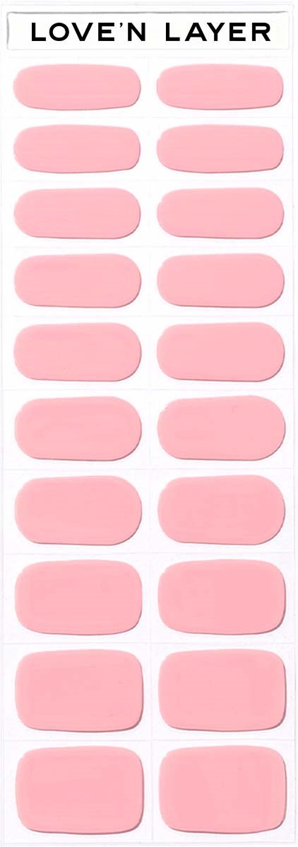A sheet with 20 pink oval stickers called 'Love'n Layer', arranged in two columns and a label at the top.