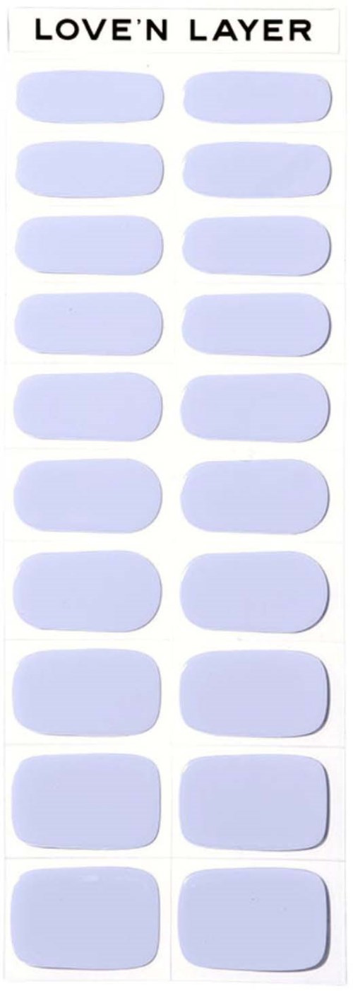 A sticker sheet titled 'Love'n Layer' with multiple light blue oval stickers arranged in two columns.