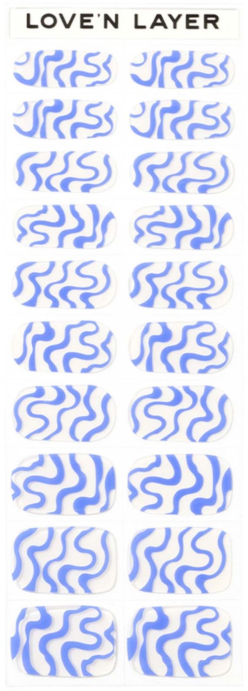 A sheet with blue squiggly lines and the words 'LOVE 'N LAYER' at the top.