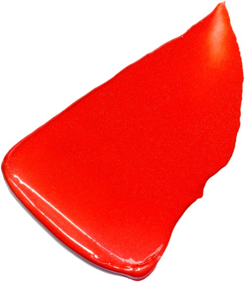 En röd sak med slät, glänsande yta och spetsig form, som en plastbit eller ett verktyg.