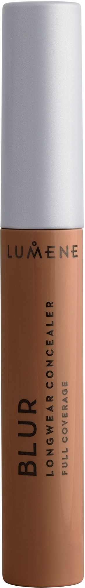 En tub med Lumene Blur long-wear concealer i en bruns nyans med ett silverlock.
