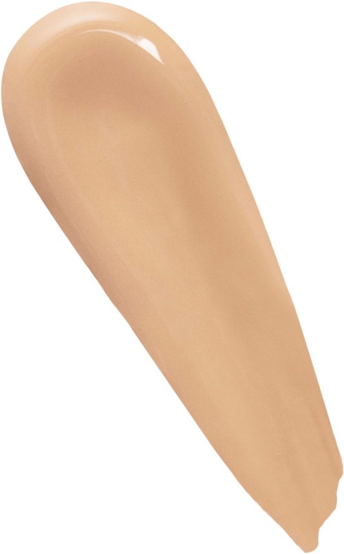 Ein beigefarbener Concealer-Tropfen mit glatter Textur und glänzender Oberfläche.