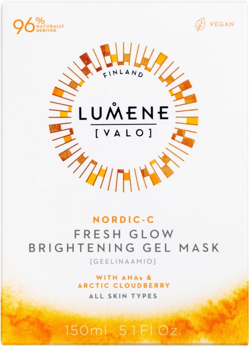 Ett hudvårdsprodukt med ljusgul-orange färg, för en frisk glow gelmask för alla hudtyper.
