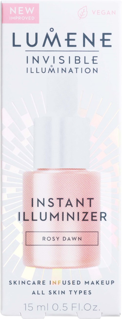 Verpackung für Lumene Invisible Illumination Instant Illuminizer, Rosy Dawn, geeignet für alle Hauttypen.