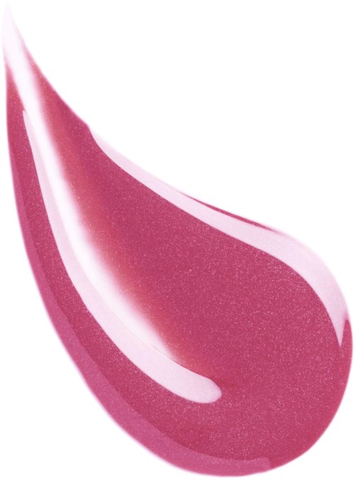 Een roze, glanzende druppel met glitters, ziet er glad en glanzend uit.