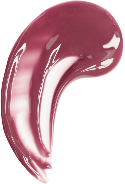 Een kwastje roze-rode lippenstift met glanzende afwerking en ronde vorm.