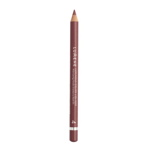 A red lip liner pencil with white text, a number 4 tip, and the L'Oréal logo.