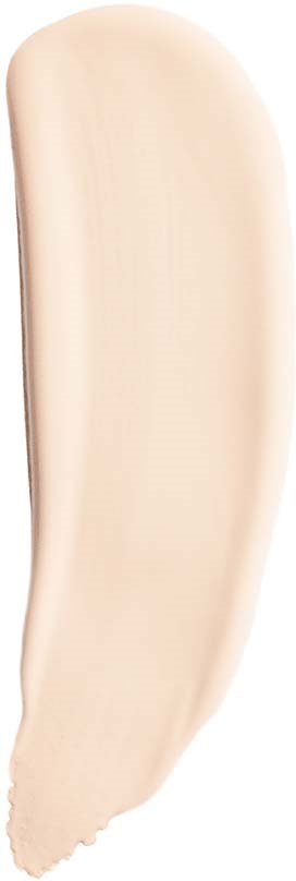 Eine Spur hellfarbener Creme oder Lotion auf weißem Hintergrund.