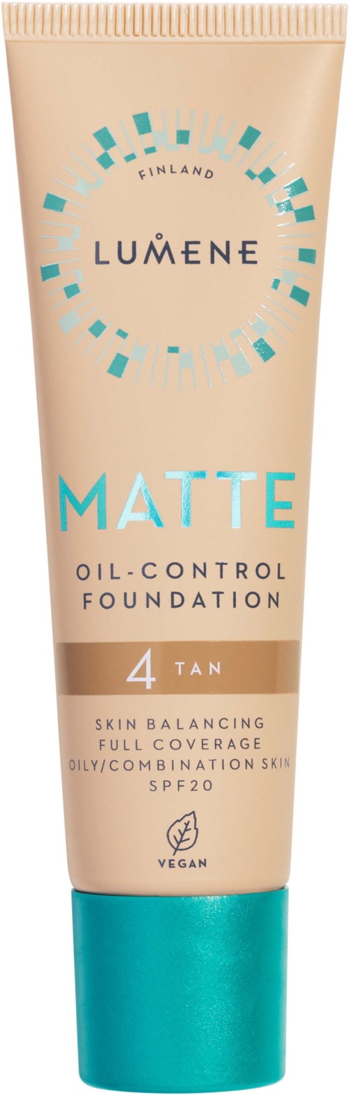 LUMENE Matte Oil-Control Foundation, SPF20, für Hautausgleich, volle Deckkraft, geeignet für fettige und Mischhaut.