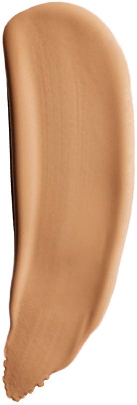 Ein beige-farbiger Make-up-Foundation-Proben mit glatter, leicht gebogener Form und cremiger Textur.