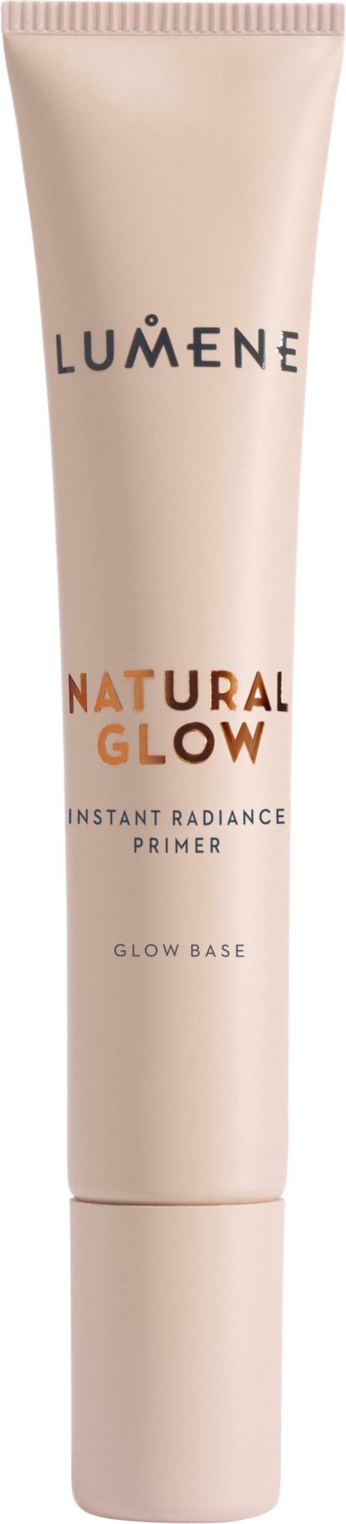 Beige- Tube von Lumene Natural Glow Instant Radiance Primer mit weißem Deckel.