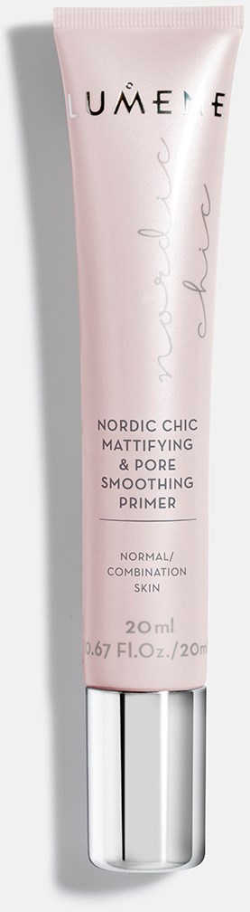 Harmaa ja vaaleanpunainen primeriputki, jossa mustaa ja harmaata tekstiä, merkintä 'UMAEF', tasoittaa iho normaalille ja sekaiholle.