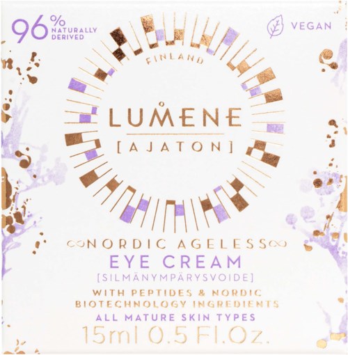 Veganer Augencreme mit Peptiden und nordischen Inhaltsstoffen, 15 ml, für reife Haut, 96% natürlich, für alle Hauttypen.