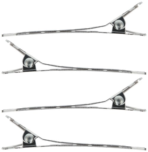 Four windshield wiper arms with black pivots and metal blades, arranged horizontally.