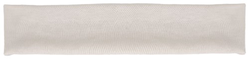 A long, white fabric item, likely a cloth or a sash, laid flat against a black background.