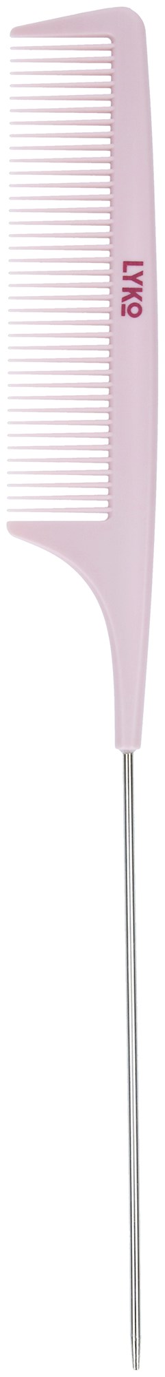 Ein rosa Kamm mit einem langen, dünnen Metallstab für dermatologische oder Hautpflegeanwendungen.