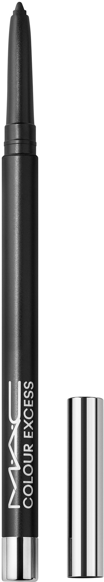 A black eyeliner pencil with a silver cap, labeled M·A·C COLOUR EXCESS.