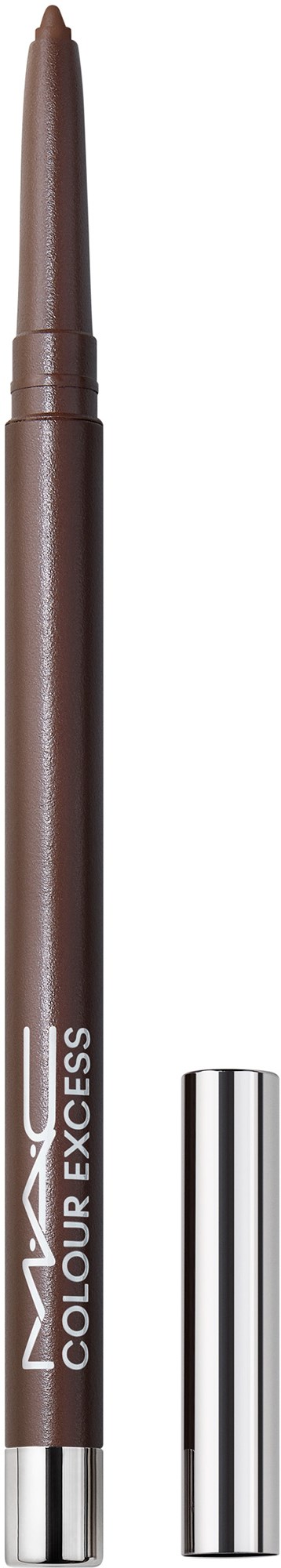 A brown eyeliner pencil with a silver cap and the words "LAB Colour Excess" written on it.