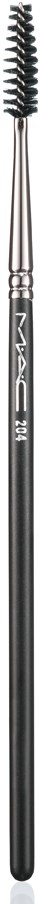 A thin brush with a black handle and metal tip used for applying makeup or cleaning small areas.