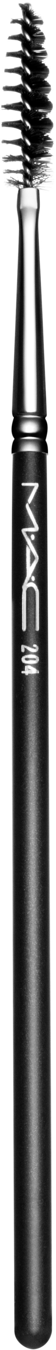 A thin, long makeup brush with a black handle and soft bristles on top.