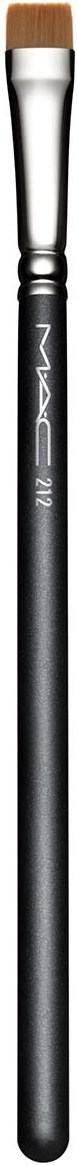 A makeup brush with a silver handle and beige bristles, used for applying makeup.