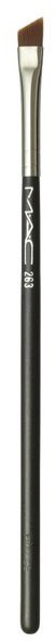A thin makeup brush with a handle labeled 'MAC' and a flat, angled tip.