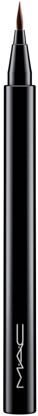 A black makeup pen with a brush tip, label says MAC, on a black background.