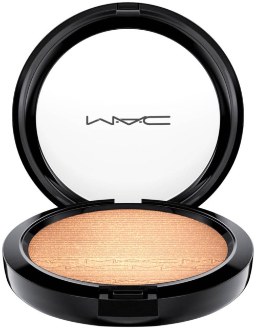This is a compact makeup pressed powder with a beige color in a black case. The MAC logo is on the inside of the lid.
