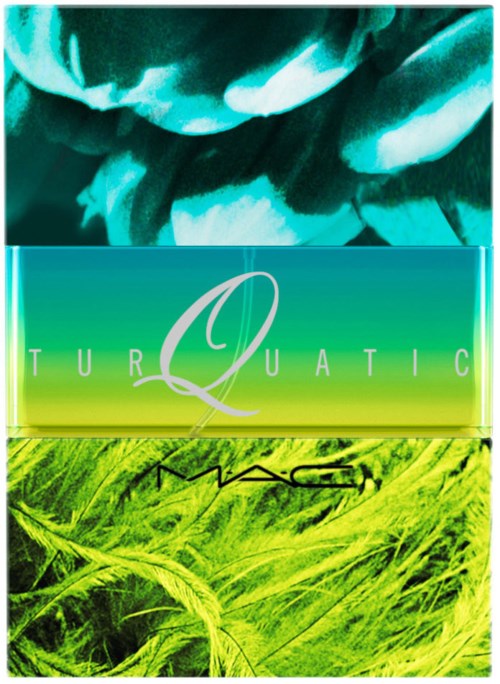 A colorful package with the words 'TURQUATIC' and a mix of teal, green, and yellow colors and nature images.