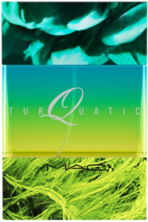 A colorful packaging with a floral image at the top, a central label reading "L" and "TURQUATIC," and a leafy design at bottom.