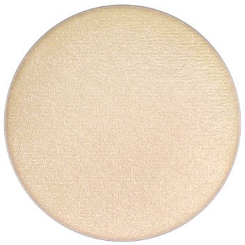 A round, beige, shimmery makeup product, likely a powder or highlighter.