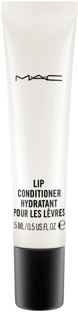 A white tube with a black cap, labeled MAC Lip Conditioner, 15 ml. It is a lip moisturizing product.
