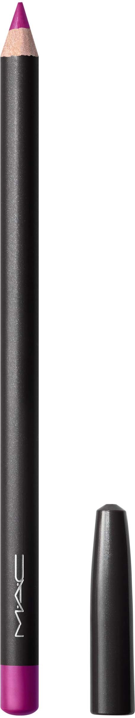 A black pencil with a pink tip and a matching pink cap, standing vertically on a white and black background.