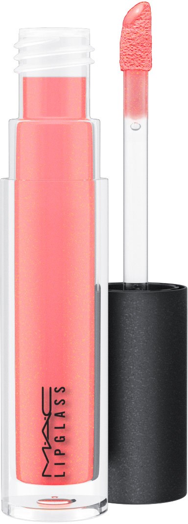 En läppglansflaska med en rosa applicator, märkt MAC IMPASSIONS.