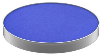 A round blue object with a silver border, looking like a button or a coaster.