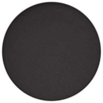 A plain black circular object, possibly a compact or button, with a textured surface.