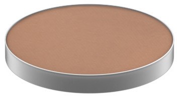 A round silver container filled with light brown powder, probably makeup or face powder.