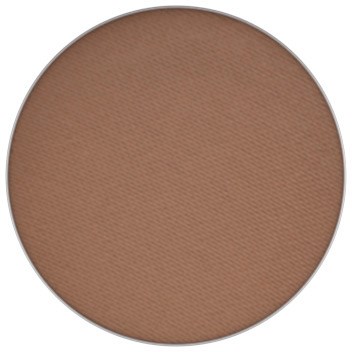 A round blush compact with a soft, matte brown color.