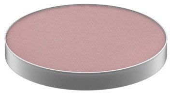 En rund, platt, rosa sminkpuder med en silverkant. Inga andra föremål synliga.