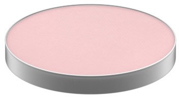 A round pink disc with a silver border, appears to be a makeup puff or sponge.