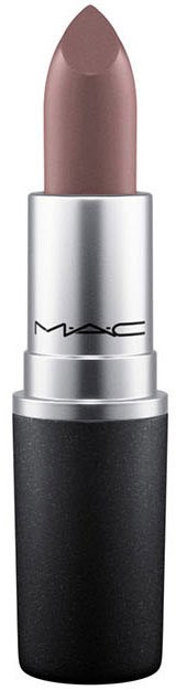 En nakenläppstift med silver- och svartrör, med märket 'MAC' synligt på den silverfärgade delen.