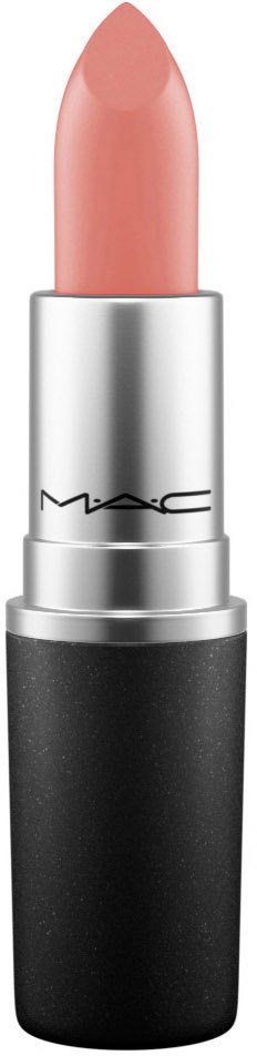 En läppstift i nude-färg, i en silver- och svart tube, märkt MAC.