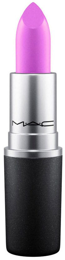 Ett rosa läppstift i ett silver- och svart rör. Märket MAC syns på den silverfärgade delen.