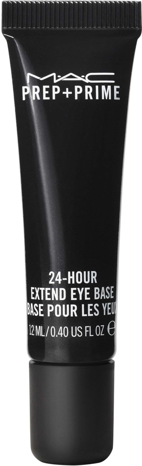 Schwarze Tube von MAC Prep + Prime 24-Hour Extend Eye Base, 12 ml. Einfaches und elegantes Design.