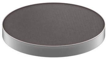 A round black speaker with a silver rim, sitting on a white background.