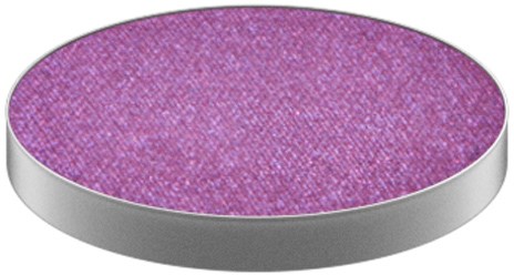 A round, pink, glittery makeup eyeshadow or blush compact with a silver edge.
