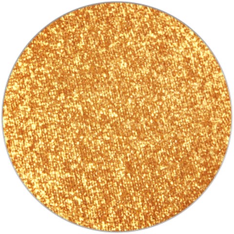 A large round surface covered in bright gold glitter, sparkling and shiny.