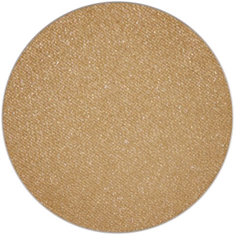 Gold-colored, glittery, round object resembling a makeup eyeshadow or a metallic surface.