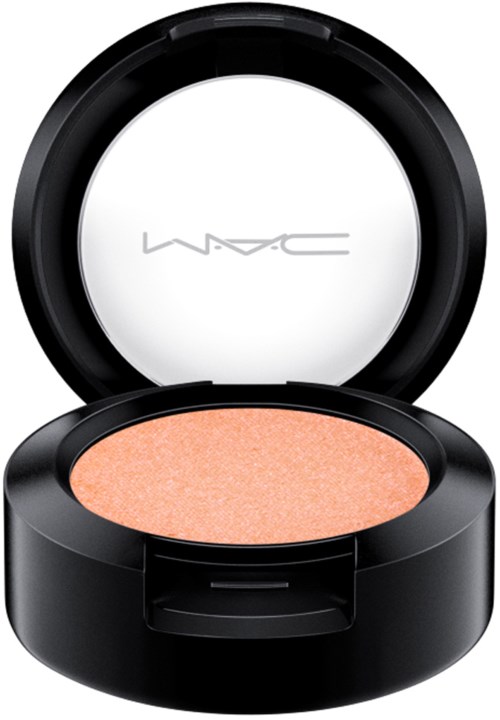 This is a MAC makeup blush in a round black case with a mirror inside the lid.
